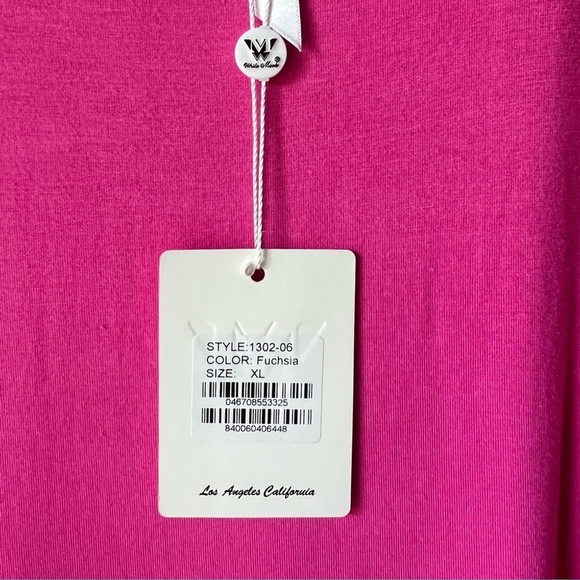 White Mark fuchsia pink Women's midi dress tunic long sleeve casual bright XL. - Picture 8 of 9